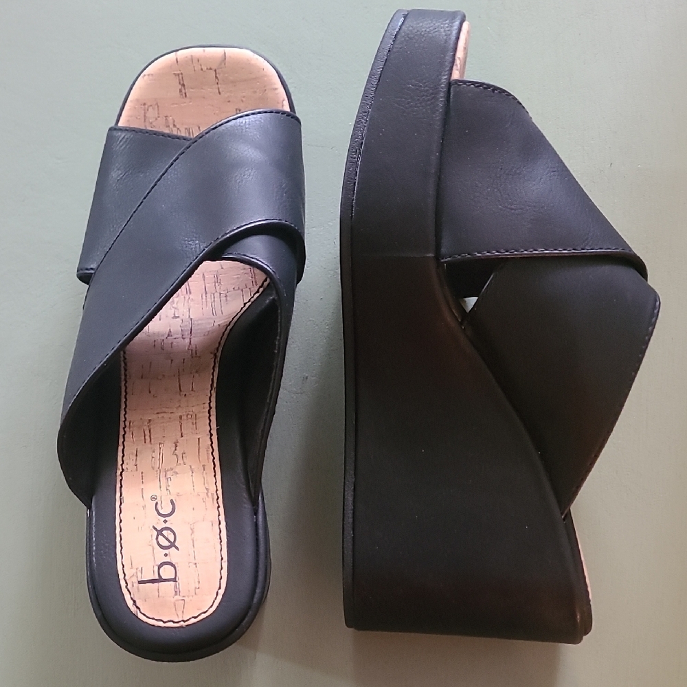 boc Black Wedge Sandals for Women